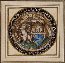 Amor von Bienen gestochen - Entwurf für ein Anhänger oder Hutabzeichen, ca. 1532-43