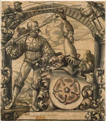 Entwurf für ein heraldisches Glasfenster