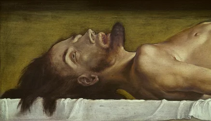 Der Leichnam Christi im Grabe, Detail des Kopfes, 1521