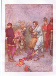 Warum hast du deine verheiratete Dame von dir geworfen? (Cymbeline), aus The Complete Works of Shakespeare veröffentlicht von George Harrap & Co Ltd, 1920er Jahre