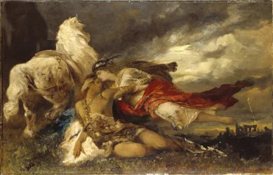 Walküre und ein sterbender Held. Maße: 130 x 200 cm. Nationalmuseum Stockholm