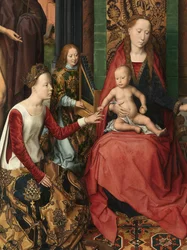 (Detail) des zentralen Panels des Triptychons von Johannes dem Täufer und Johannes dem Evangelisten