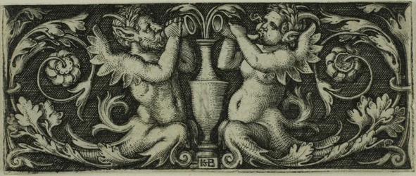 Ornament mit zwei Tritonen, aus Vier Vignetten