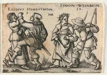 Die Bauernhochzeit oder die zwölf Monate: 9-Egidius Herbstmonat 10-Simon Weinmonat, 1546