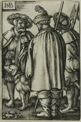 Drei Soldaten und ein Hund