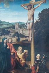 Christus gekreuzigt mit Maria, Heiliger Johannes, Heiliger Maria Magdalena und Stiftern