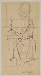 Studie einer sitzenden Figur in langer Robe