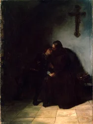 Der Abschied der Sträflinge, ca. 1860-1900. Deutsches Gemälde