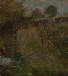 Wiese, im Hintergrund ein Bauernhaus
