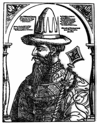 Porträt von Iwan IV. dem Schrecklichen (1533 - 1584), russischer Zar. Holzschnitt von Hans Weygel
