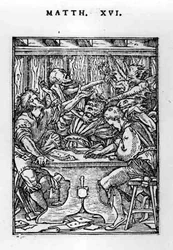 Die Spieler, aus der Serie Totentanz, graviert von Hans Lutzelburger
