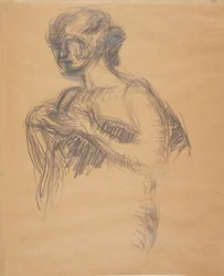 Frauenfigur (Besse, die Frau des Künstlers). Halbfigur, Dreiviertelprofil nach links