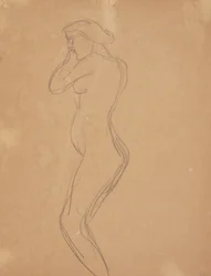 Stehendes weibliches Modell im Profil