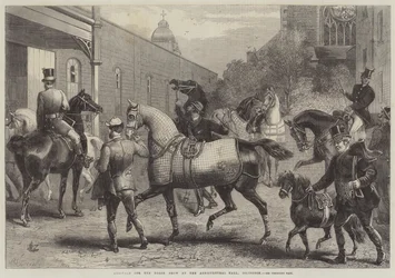 Ankünfte zur Pferdeschau in der Agricultural Hall, Islington