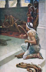 David spielt vor Saul, Illustration aus Bilder, die lehren Die Kronenserie, 1920