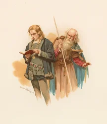 Hamlet liest, mit Polonius im Hintergrund