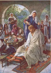 Maria salbt Jesus, Illustration aus Bilder, die lehren Die Kronenserie, 1920