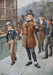 Mr. Micawber führt David nach Hause, Illustration aus 