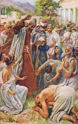 St. Paulus in Lystra, Illustration aus Harold Copping Bilder: Die Kronen-Serie, ca. 1920er