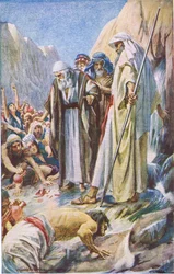 Das Schlagen des Felsens, Illustration aus Pictures That Teach The Crown Series, 1920