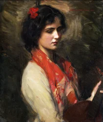 Junge Frau mit Mandoline