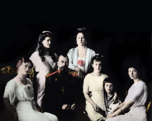 Porträt der russischen Zarenfamilie. Fotografie um 1910-1915.