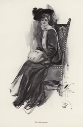 Porträt einer Frau in Winterkleidung (Lithografie)