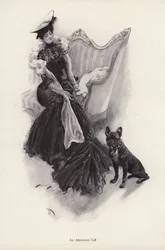 Frau macht einen Nachmittagstee-Besuch (Lithografie)