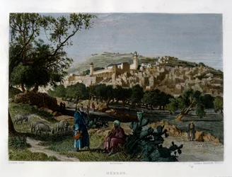Hebron, graviert von Alfred Krausse nach einem Bild von Harry Fenn, veröffentlicht in Picturesque Palestine, um 1875