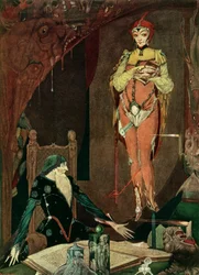 "Gibt es irgendetwas, womit ich Ihnen dienen kann?", Illustration aus Faust von Goethe, übersetzt von John Anster