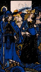 Die Königinnen von Saba, Meath und Connaught, Illustration von Harry Clarke aus „Queens“ von J. M. Synge