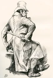 Bill Sikes. Illustration von Harry Furniss für den Charles Dickens Roman Oliver Twist, aus der Testimonial Edition, veröffentlicht 1910