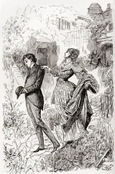 Estella und Pip im Garten von Miss Havisham