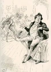 Die Turveydrops, Senior und Junior. Illustration von Harry Furniss für den Charles Dickens Roman Bleak House, aus der Testimonial Edition, veröffentlicht 1910.