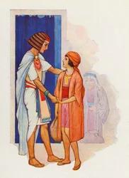 Judah brachte Benjamin und stellte ihn Joseph vor