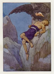 Prometheus an einen Felsen gekettet