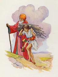 Abraham und Isaak stiegen den steilen Pfad hinauf