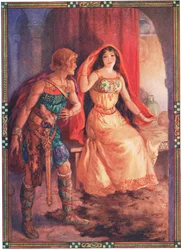 Die Dame enthüllte ihr Gesicht (aus The Loathly Lady and the Gallant Knight)