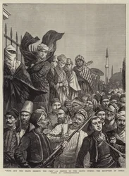 Nur die Tapferen verdienen die Schöne, eine Skizze in der Menge während des Empfangs von Osman Pascha in Konstantinopel