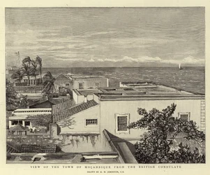 Ansicht der Stadt Mocambique vom britischen Konsulat