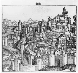 Pisa nach „Liber Chronicarum“ von Hartmann Schedel. Nürnberg 1493
