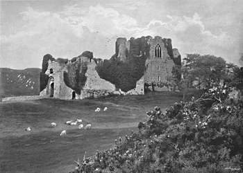 Oystermouth Castle, Mumbles, um 1896