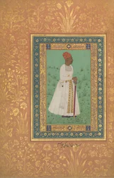 Porträt von Jadun Rai Deccani, Folio aus dem Shah Jahan Album, recto: ca. 1622, verso: ca. 1530-50