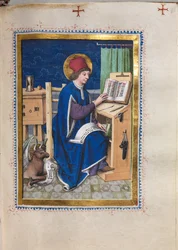 Evangelienbuch mit Evangelistenporträts: Heiliger Lukas, 1480-1500