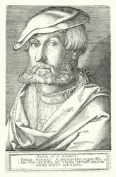 Selbstporträt von Heinrich Aldegrever, deutscher Maler und Kupferstecher