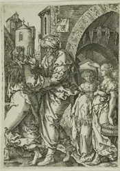 Lot und seine Familie fliehen aus Sodom, aus Die Geschichte von Lot