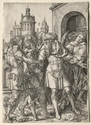 Die Geschichte von Lot: Lot verhindert die Gewalt der Sodomiten, 1555