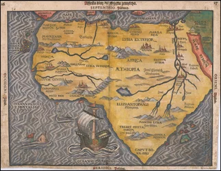 Karte von Afrika auf Tschechisch, 1592