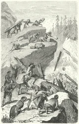 Tiroler Rebellen kämpfen gegen die französische Armee in der Schlacht von der Sachsenklemme