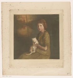 Mädchen mit einer Katze auf dem Schoß